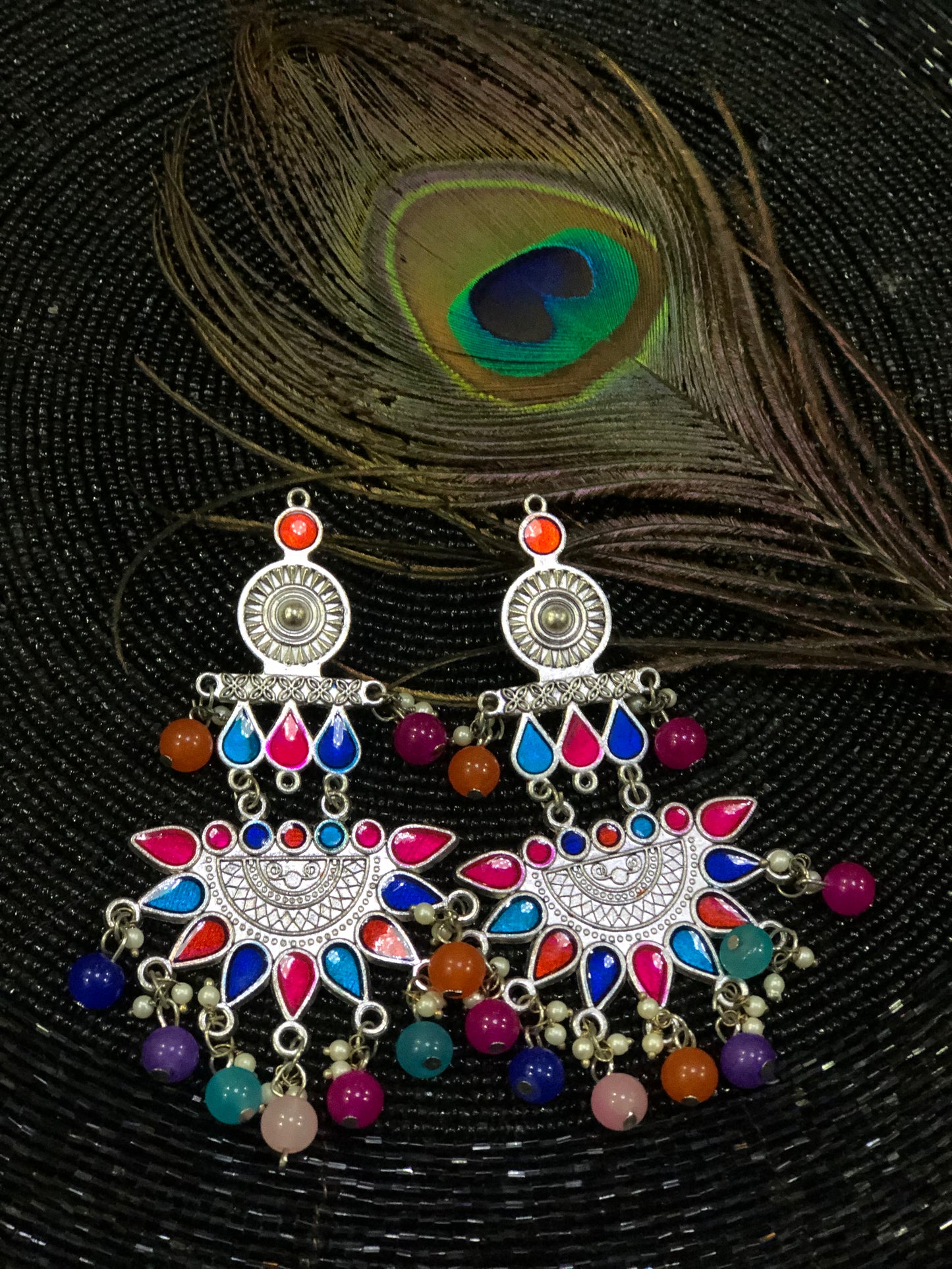 Color bomb Oxidised Dangle Earrings