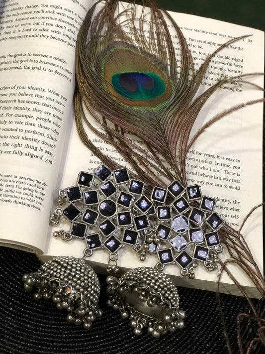 Drama Drop Jhumka- Oxidised Jumkaa