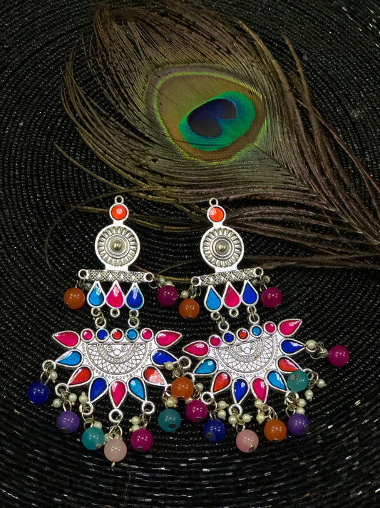 Color bomb Oxidised Dangle Earrings