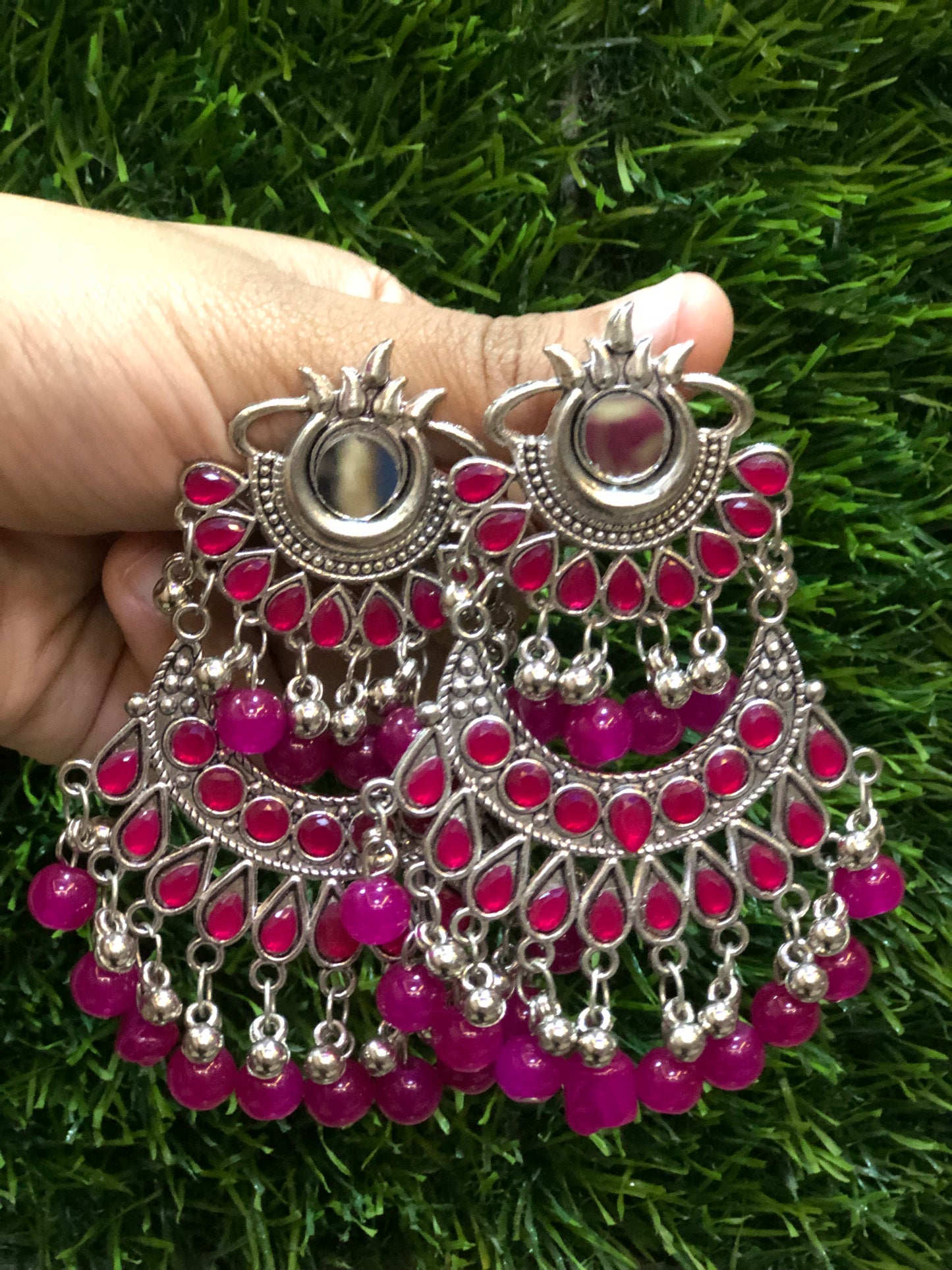 Pink Punch Dangles- Oxidised Earrings