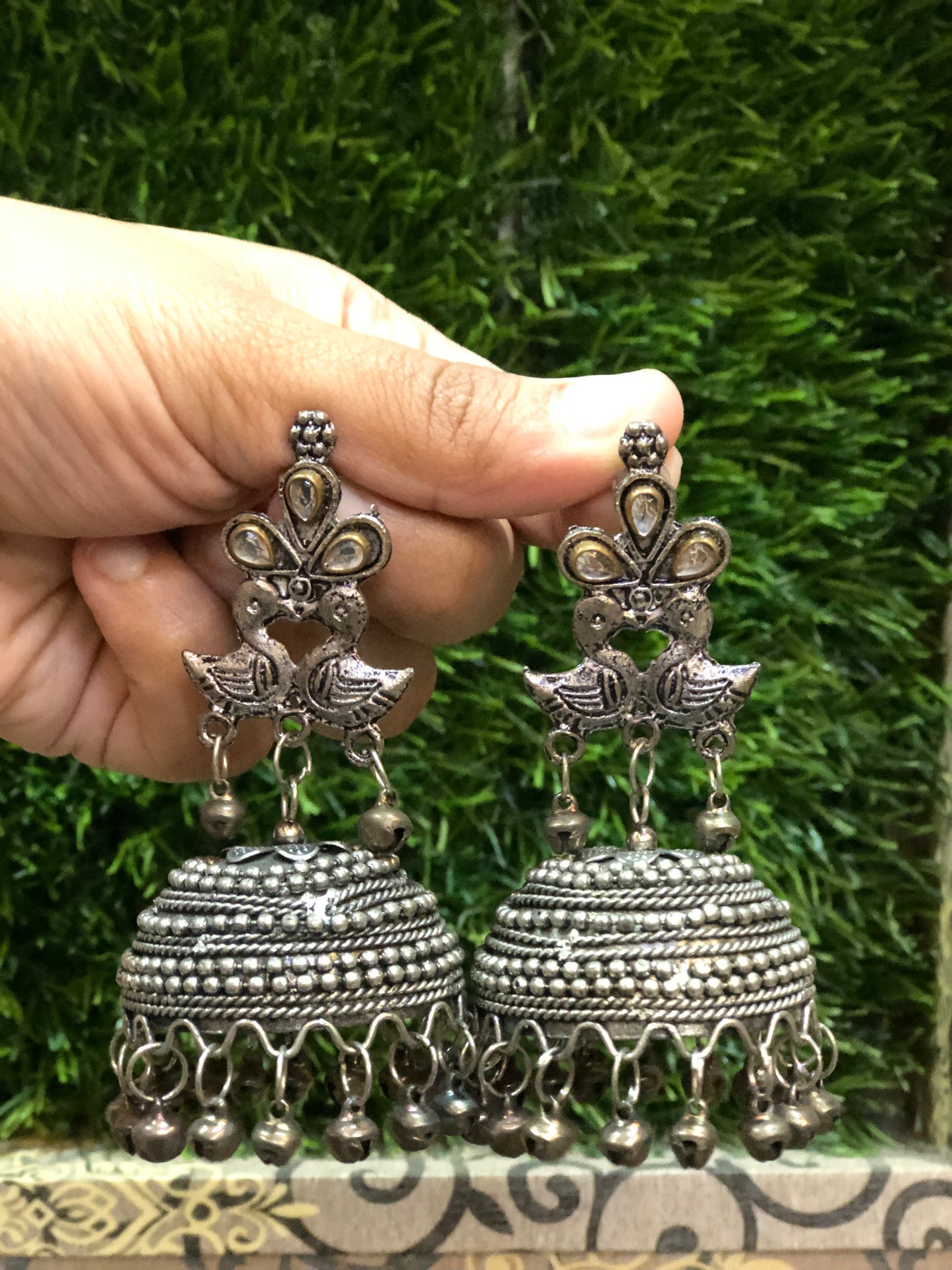 Mor Swag- Oxidised Peacock Jumkaa