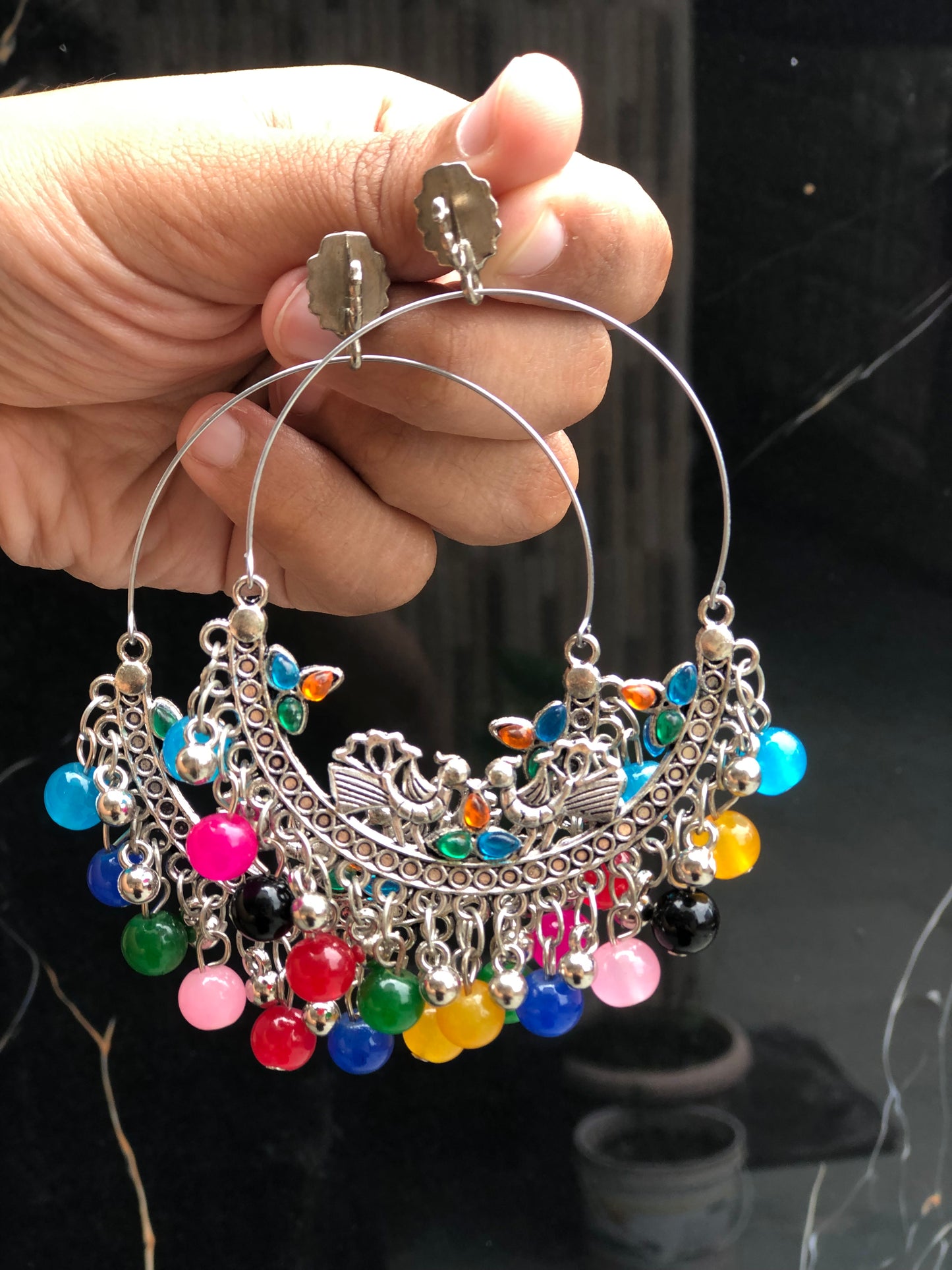 Multicolor Pearl Chandbali