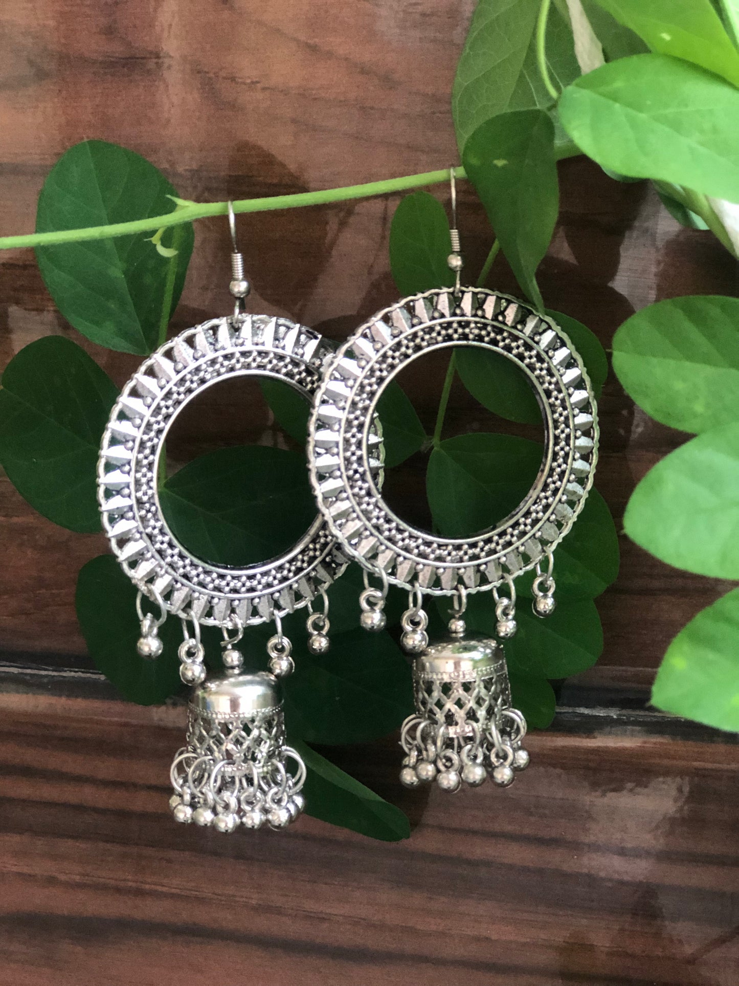 Chandrika Circle Danglers oxidised earrings