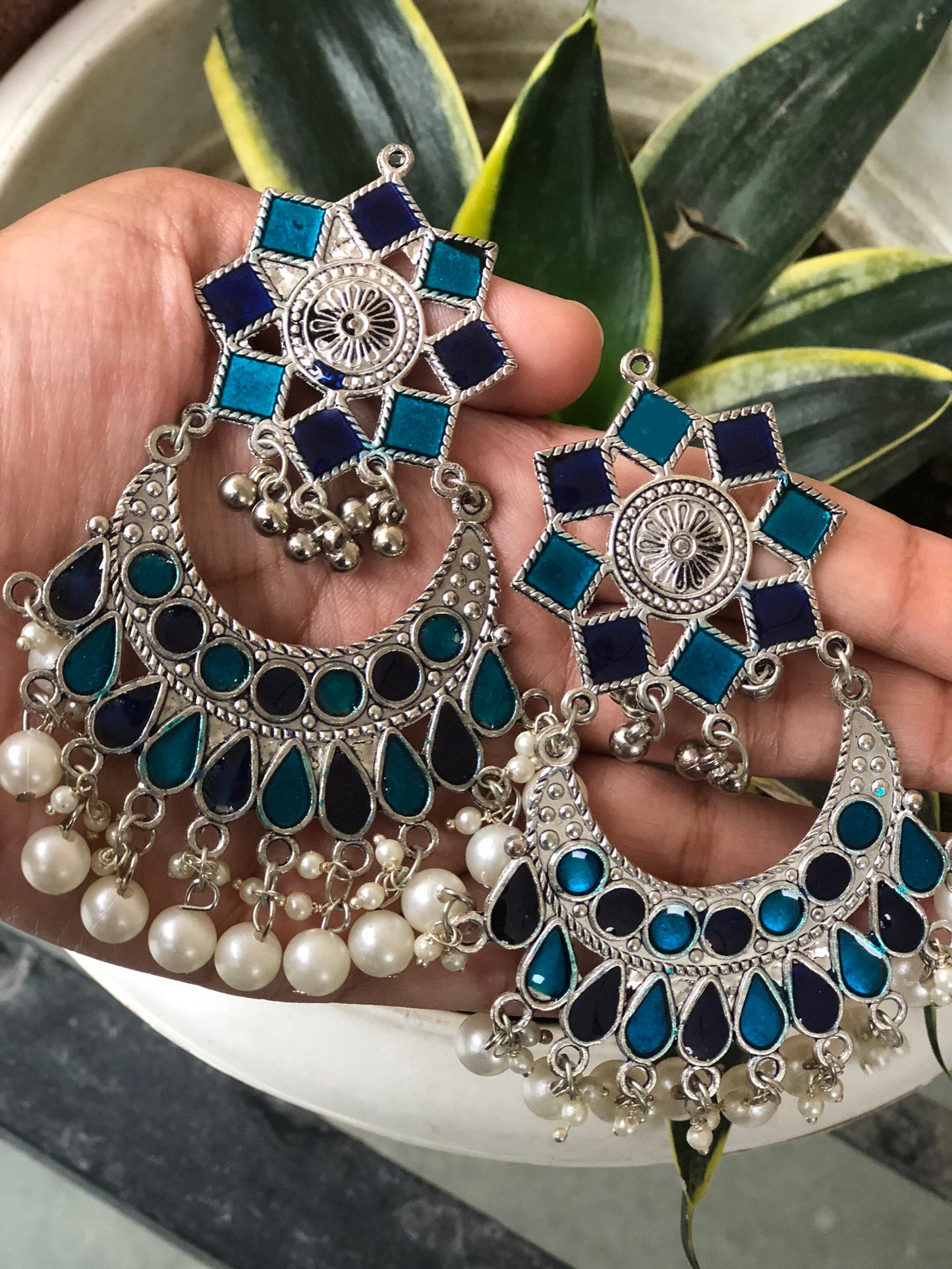 Indie Sky Drops- Oxidised Earrings
